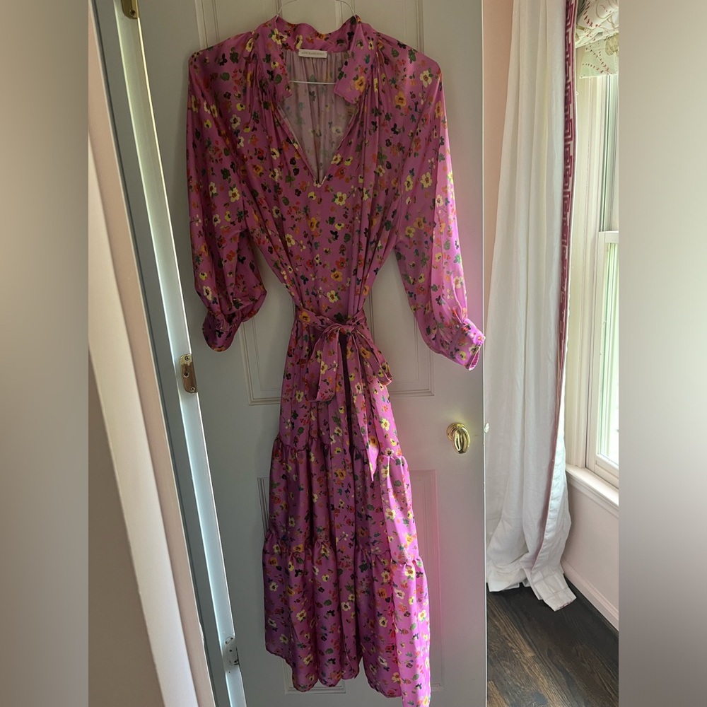 ANN MASHBURN Purple Floral Long Sleeve Dress